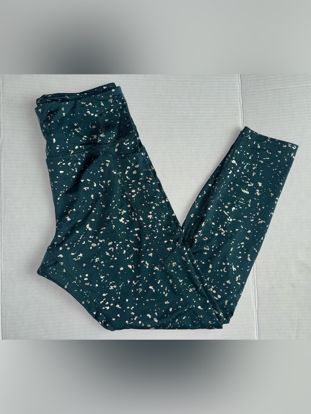 tek gear Teal Leggings with Silver Spot Print